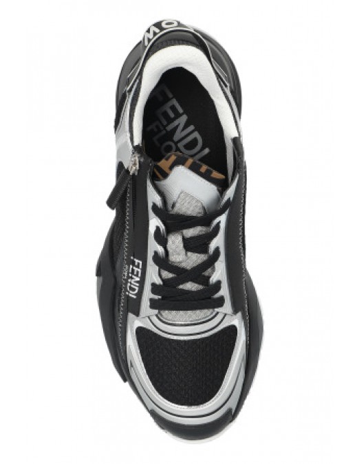 Sneakers FENDI, Flow Design, Metalic Grey Details, Black - 7E1689AOS0F1PXV