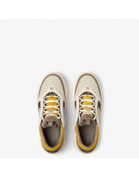 Sneakers FENDI, Fendi Force Trainers,White, brown and yellow leather low-tops - 7E1728AU20F1RSV