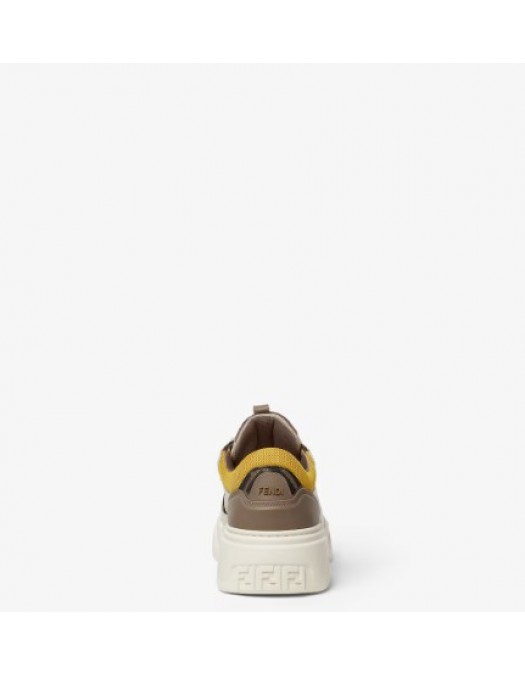 Sneakers FENDI, Fendi Force Trainers,White, brown and yellow leather low-tops - 7E1728AU20F1RSV