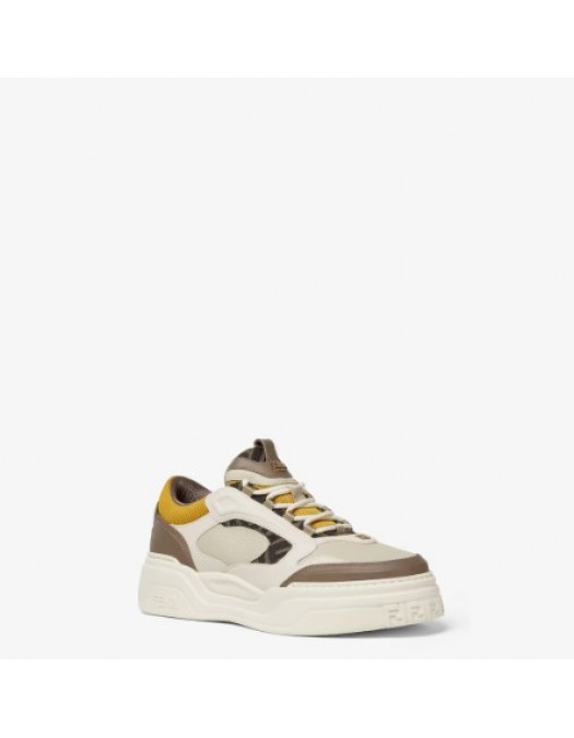 Sneakers FENDI, Fendi Force Trainers,White, brown and yellow leather low-tops - 7E1728AU20F1RSV