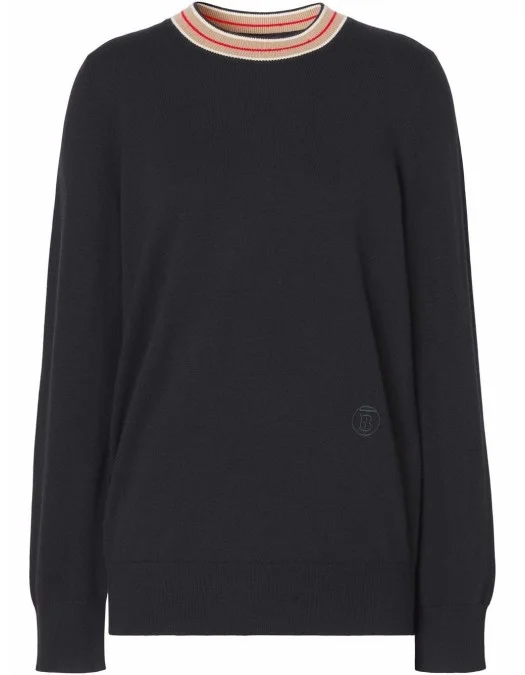 Pulover BURBERRY, Cashmere, Stripe Neckline, Black - 8048428X Pulover BURBERRY, Cashmere, Stripe Neckline, Black - 8048428X