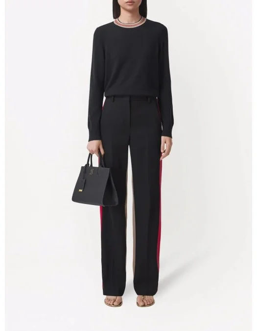 Pulover BURBERRY, Cashmere, Stripe Neckline, Black - 8048428X Pulover BURBERRY, Cashmere, Stripe Neckline, Black - 8048428X