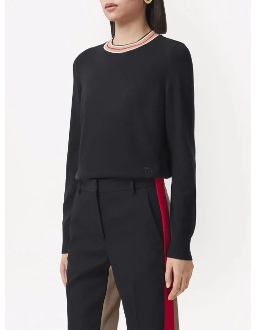 Pulover BURBERRY, Cashmere, Stripe Neckline, Black - 8048428X Pulover BURBERRY, Cashmere, Stripe Neckline, Black - 8048428X