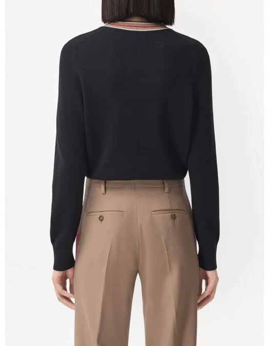 Pulover BURBERRY, Cashmere, Stripe Neckline, Black - 8048428X Pulover BURBERRY, Cashmere, Stripe Neckline, Black - 8048428X