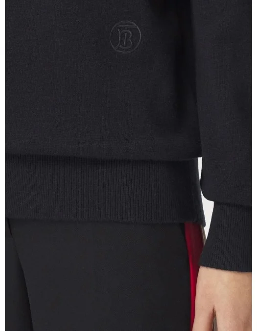 Pulover BURBERRY, Cashmere, Stripe Neckline, Black - 8048428X Pulover BURBERRY, Cashmere, Stripe Neckline, Black - 8048428X
