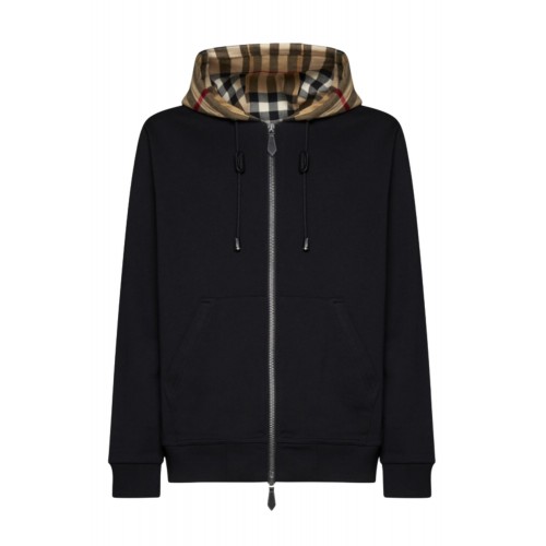HANORAC BURBERRY, Check Detailed Zipped Drawstring Hoodie HANORAC BURBERRY, Check Detailed Zipped Drawstring Hoodie