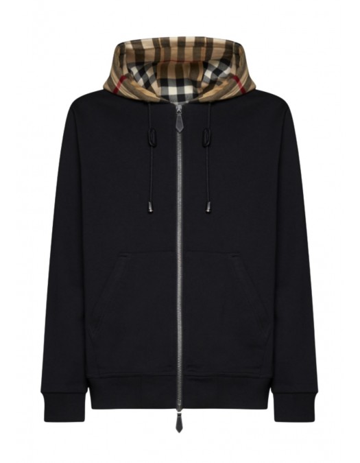 HANORAC BURBERRY, Check Detailed Zipped Drawstring Hoodie - 8060705A1189