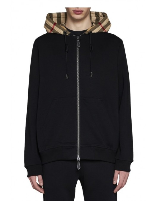 HANORAC BURBERRY, Check Detailed Zipped Drawstring Hoodie - 8060705A1189