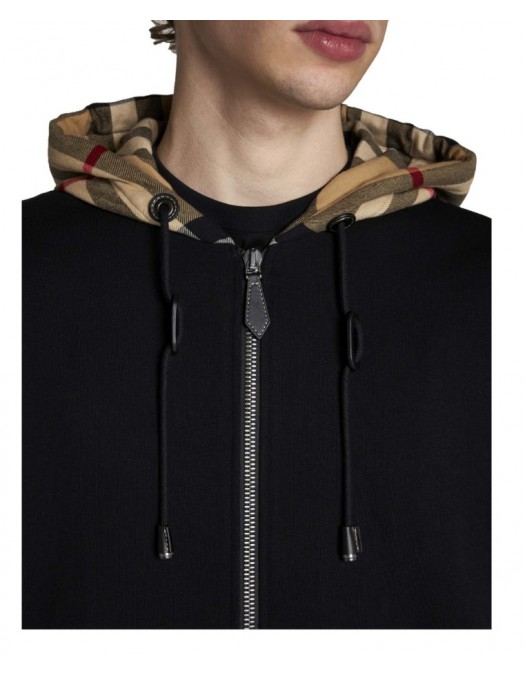 HANORAC BURBERRY, Check Detailed Zipped Drawstring Hoodie - 8060705A1189
