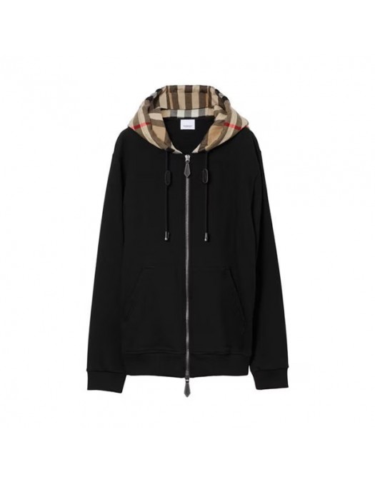 JACHETA BURBERRY, BBY Print, Check Hood, Zip Hoodie, Black - 8060705X JACHETA BURBERRY, BBY Print, Check Hood, Zip Hoodie, Black - 8060705X