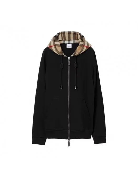 JACHETA BURBERRY, BBY Print, Check Hood, Zip Hoodie, Black - 8060705X JACHETA BURBERRY, BBY Print, Check Hood, Zip Hoodie, Black - 8060705X