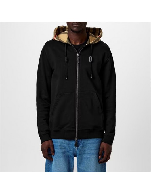 JACHETA BURBERRY, BBY Print, Check Hood, Zip Hoodie, Black - 8060705X JACHETA BURBERRY, BBY Print, Check Hood, Zip Hoodie, Black - 8060705X