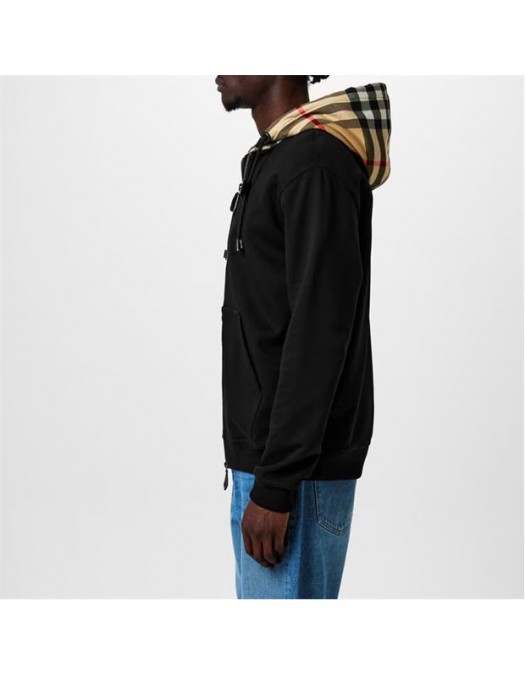 JACHETA BURBERRY, BBY Print, Check Hood, Zip Hoodie, Black - 8060705X JACHETA BURBERRY, BBY Print, Check Hood, Zip Hoodie, Black - 8060705X
