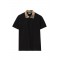 Tricou BURBERRY, Check-collar cotton polo shirt, Negru