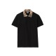 Tricou BURBERRY, Check-collar cotton polo shirt, Negru - 8126965X