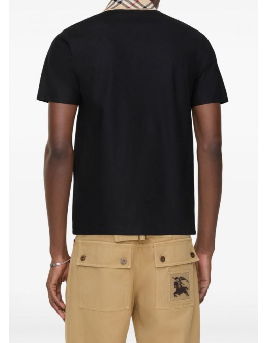 Tricou BURBERRY, Check-collar cotton polo shirt, Negru - 8126965X