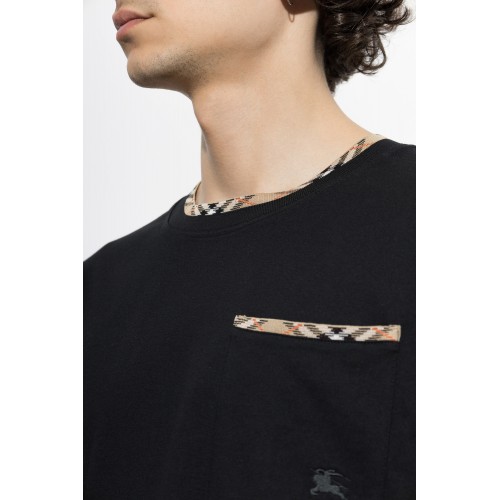 Tricou BURBERRY, "Ryan" T-shirt, Buzunar atasat, Negru