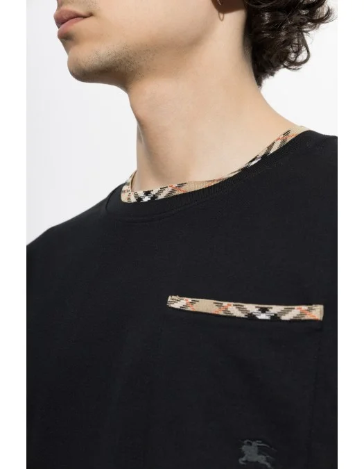 Tricou BURBERRY, "Ryan" T-shirt, Buzunar atasat, Negru - 8127628A1189
