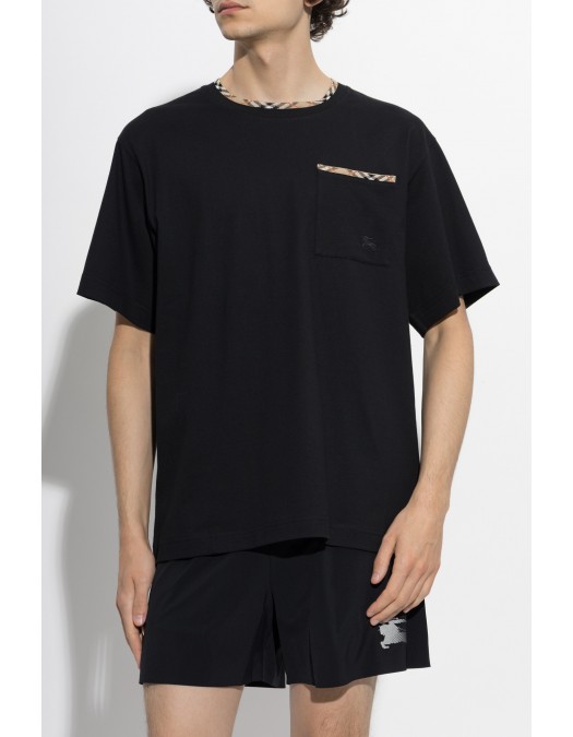 Tricou BURBERRY, "Ryan" T-shirt, Buzunar atasat, Negru - 8127628A1189