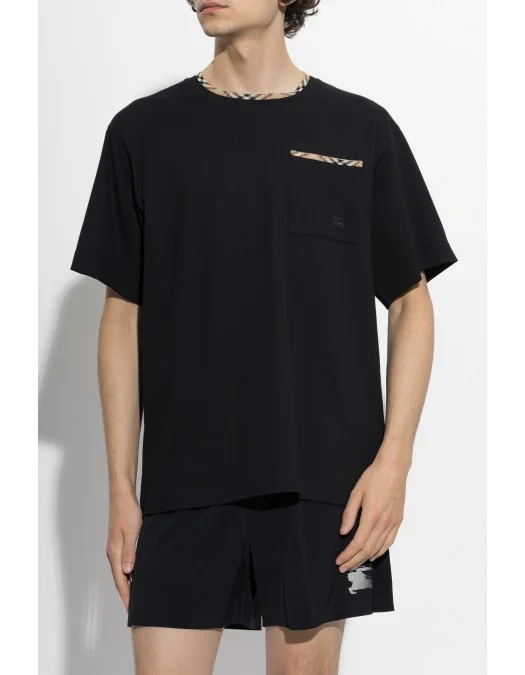 Tricou BURBERRY, "Ryan" T-shirt, Buzunar atasat, Negru - 8127628A1189