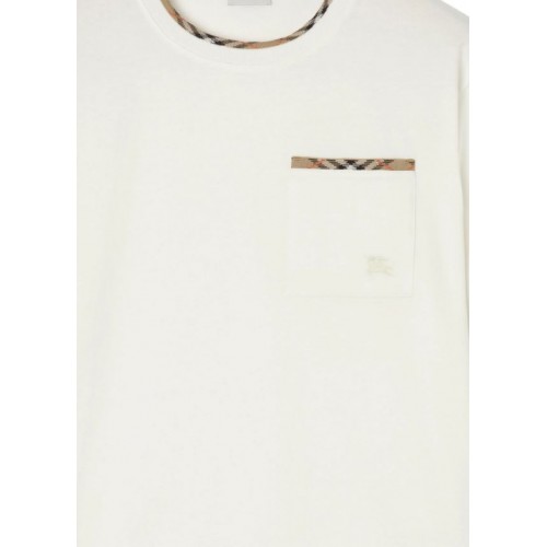 Tricou BURBERRY, "Ryan" T-shirt, Buzunar atasat, Alb