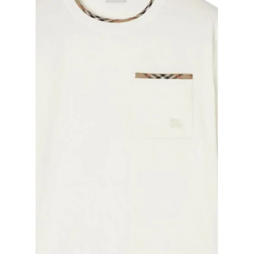 Tricou BURBERRY, "Ryan" T-shirt, Buzunar atasat, Alb