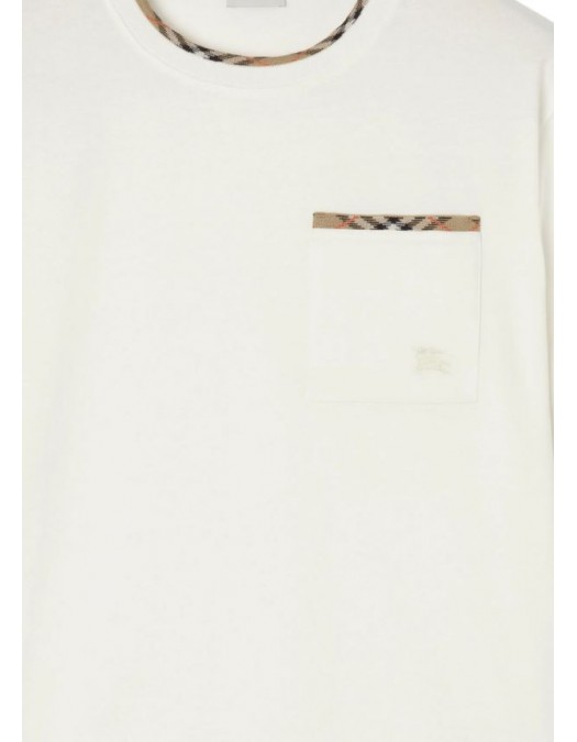 Tricou BURBERRY, "Ryan" T-shirt, Buzunar atasat, Alb - 8127629B7078