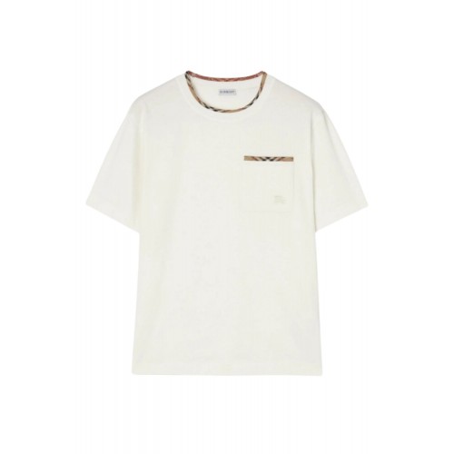 Tricou BURBERRY, "Ryan" T-shirt, Buzunar atasat, Alb