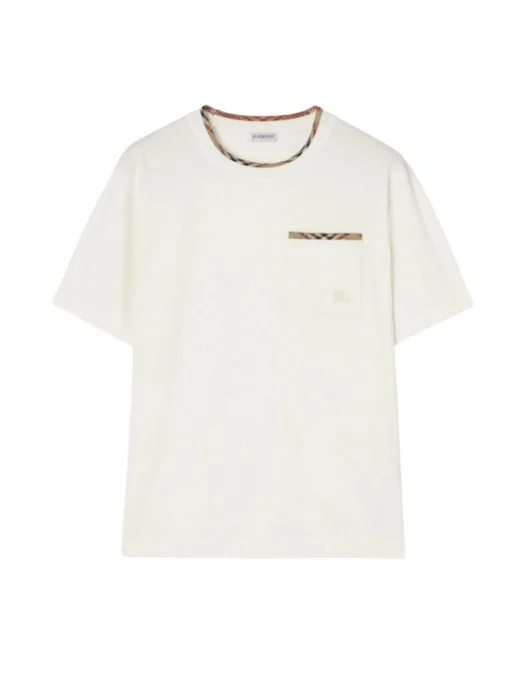 Tricou BURBERRY, "Ryan" T-shirt, Buzunar atasat, Alb - 8127629B7078