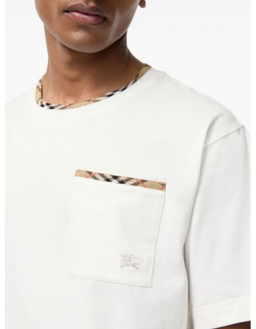 Tricou BURBERRY, "Ryan" T-shirt, Buzunar atasat, Alb - 8127629B7078