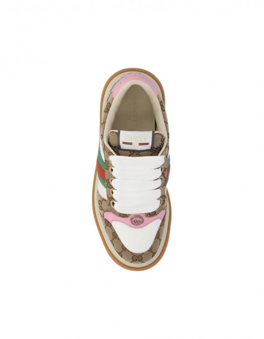 Sneakers GUCCI, GG Print, Screener Design, Pink Details, Beige - 817287FAD7O9751