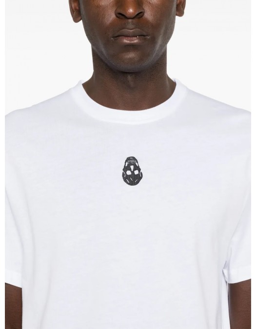 TRICOU ALEXANDER MCQUEEN, Skull Flocked, White - 828428QTADR0909