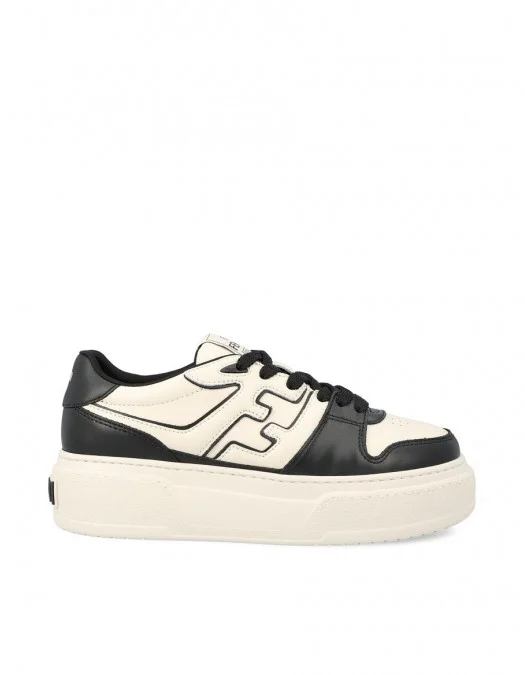 Sneakers Fendi, Match Leather Low-Top, Black and White