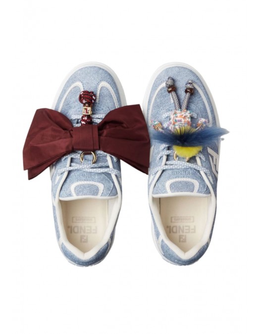 Sneakers Fendi Match, Light blue denim-effect suede platform low-tops - 8E8721AYFKF1V7U