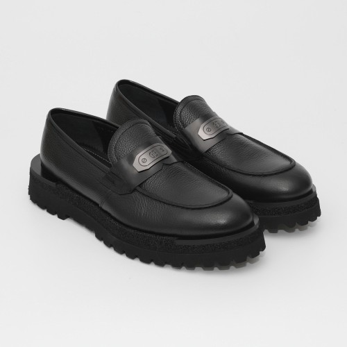 Loafers GIANFRANCO BUTTERI, Textured Leather, Black