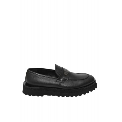 Loafers GIANFRANCO BUTTERI, Textured Leather, Black Loafers GIANFRANCO BUTTERI, Textured Leather, Black