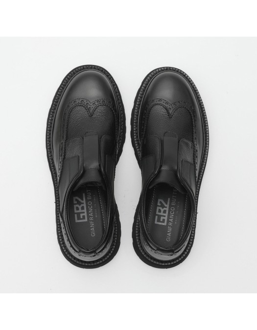 Loafers GIANFRANCO BUTTERI, Brogue Details, Black - 95306NERU