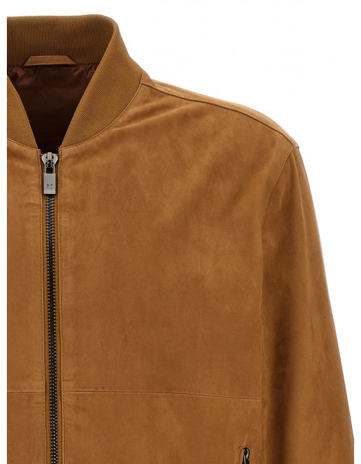 GEACA PAL ZILERI, Goat Suede Bomber, Light Brown - 9A36PJ200PL27839