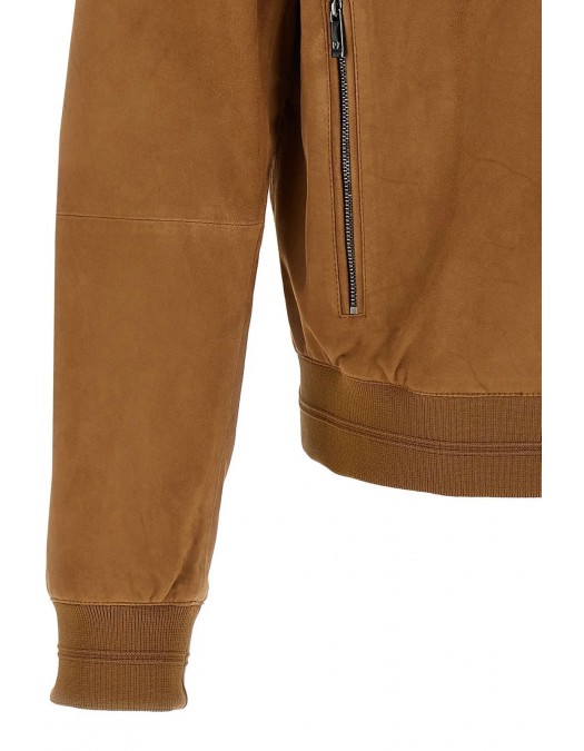 GEACA PAL ZILERI, Goat Suede Bomber, Light Brown - 9A36PJ200PL27839