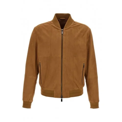 GEACA PAL ZILERI, Goat Suede Bomber, Light Brown