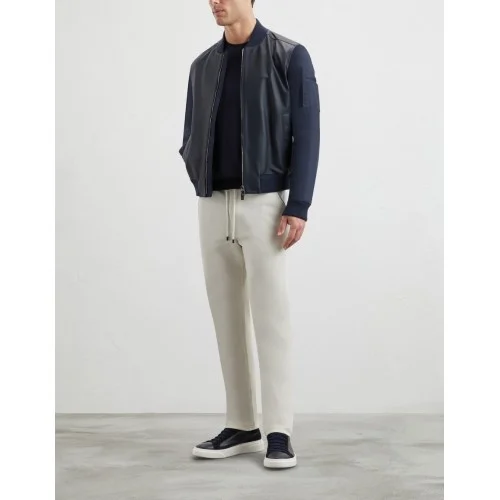 GEACA PAL ZILERI, Lambskin Bomber, Lightly Padded, Navy Blue
