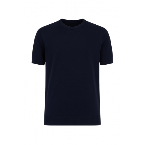 Tricou PAL ZILERI, Regular Fit, Cotton-Silk, Blend Knit, Navy Blue Tricou PAL ZILERI, Regular Fit, Cotton-Silk, Blend Knit, Navy Blue