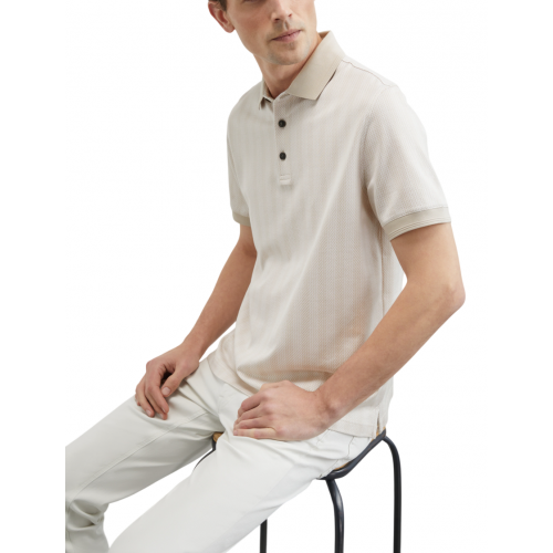 Tricou PAL ZILERI, Knitted Polo, Jacquard Cotton, Natural Beige Tricou PAL ZILERI, Knitted Polo, Jacquard Cotton, Natural Beige