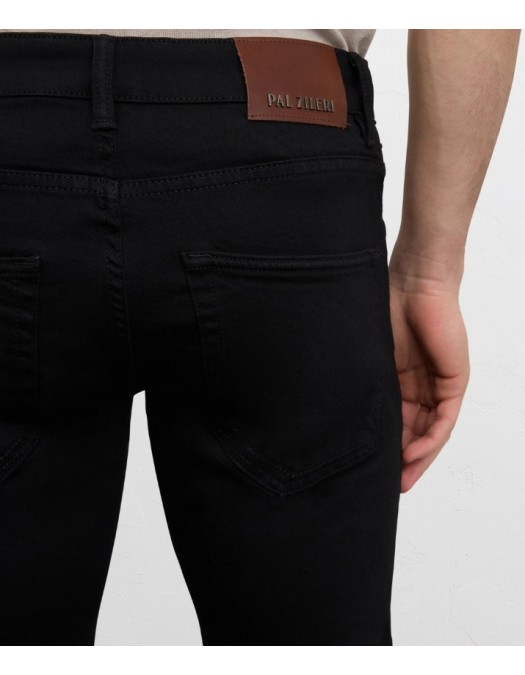 Jeans PAL ZILERI, black cotton and elastane denim with leather badge and metal logo - 9C31DM410SP27820