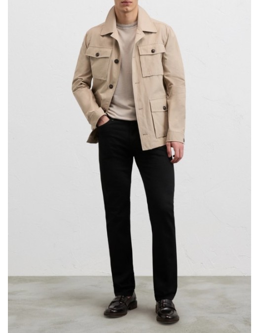 Jeans PAL ZILERI, black cotton and elastane denim with leather badge and metal logo - 9C31DM410SP27820