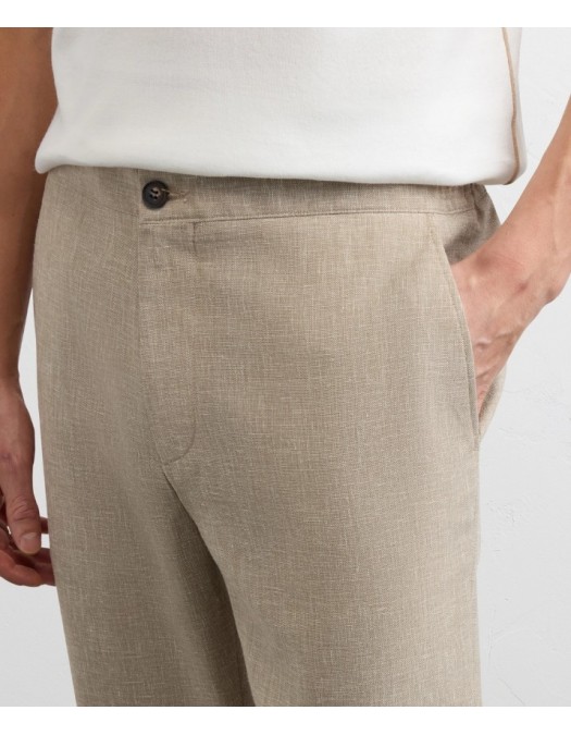 Pantaloni PAL ZILERI, light brown viscose drawstring trousers - 9C31NH237ESP98738