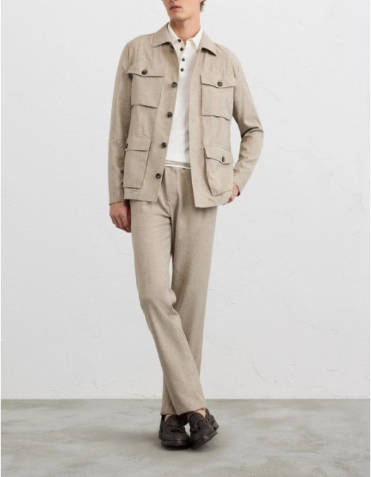 Pantaloni PAL ZILERI, light brown viscose drawstring trousers - 9C31NH237ESP98738