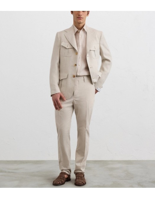 Pantaloni PAL ZILIERI, light brown mouline microstructure - 9C31NW400SP25037