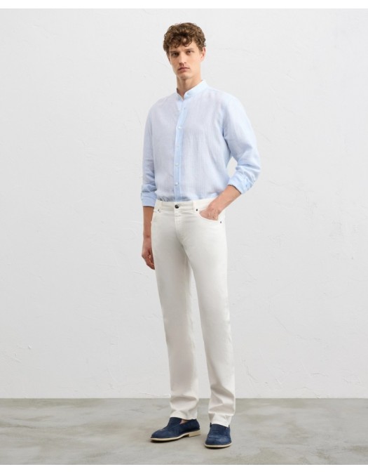 Jeans PAL ZILIERI, garment dyed cotton and elastane, Alb - 9C31NW412TSP24682