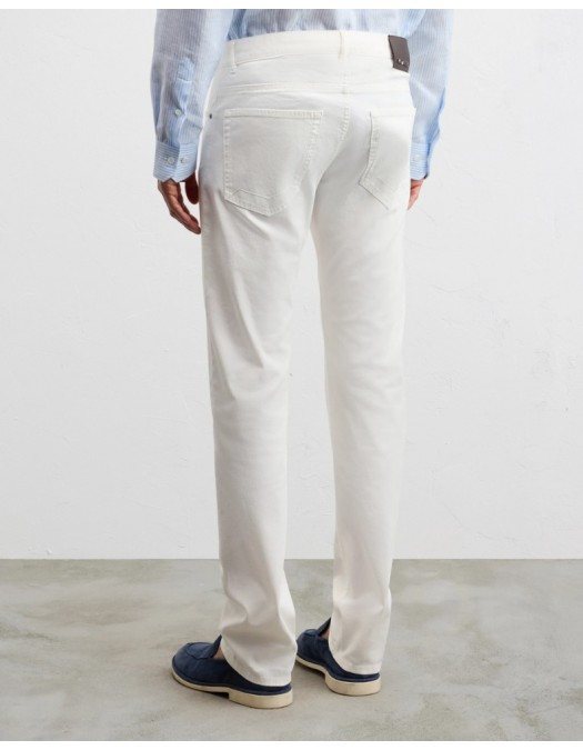 Jeans PAL ZILIERI, garment dyed cotton and elastane, Alb - 9C31NW412TSP24682